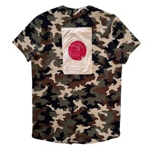 Jaywalker Camo Button Down Shirt‎ Mens Large American Japanese Flag Patches